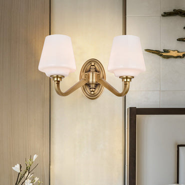 Opaline Glass Conical Wall Sconce – Minimalist Bedside Wall Lamp