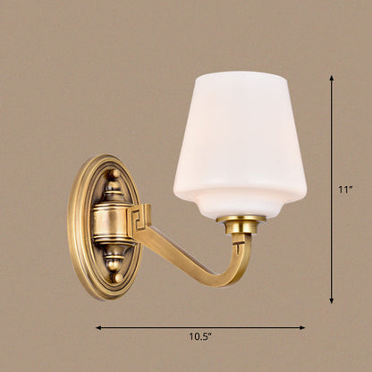 Opaline Glass Conical Wall Sconce – Minimalist Bedside Wall Lamp