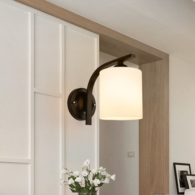 Clémence Cylindrical White Glass Wall Sconce