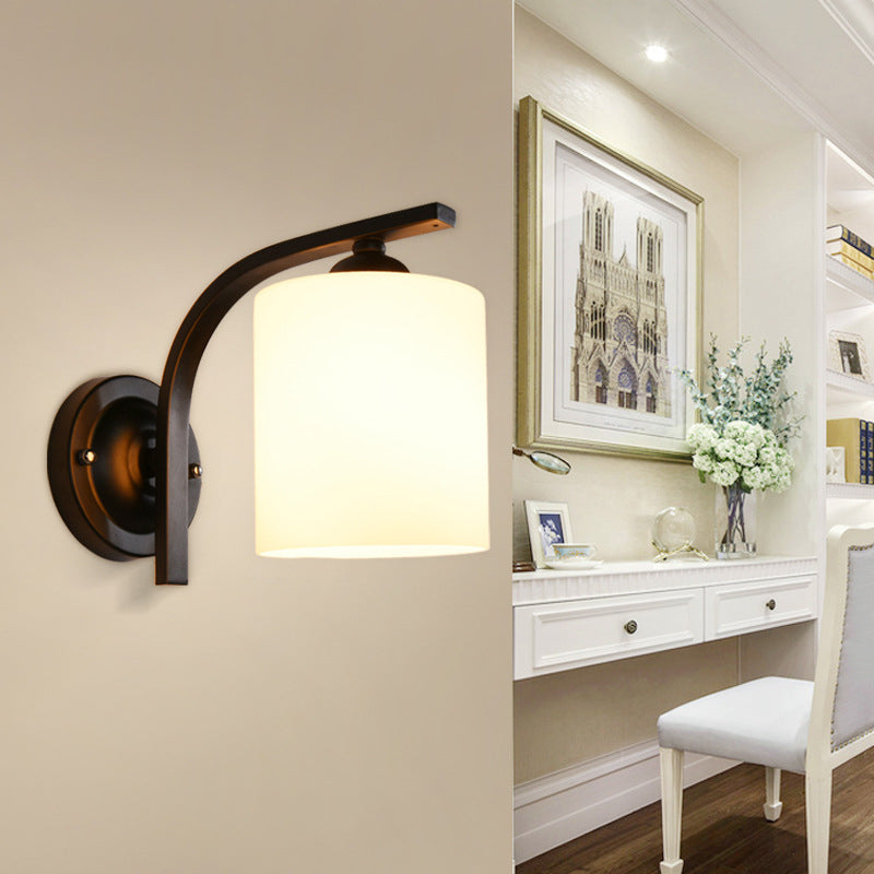 Clémence Cylindrical White Glass Wall Sconce
