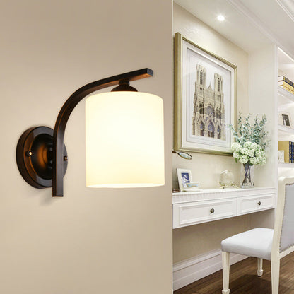 Clémence Cylindrical White Glass Wall Sconce