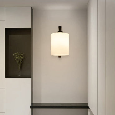 Clémence Cylindrical White Glass Wall Sconce