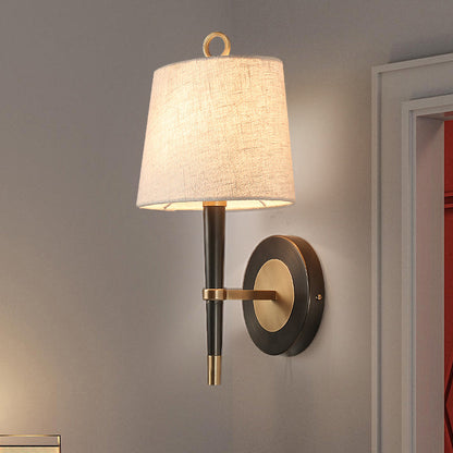 Joséphine Minimalist Fabric Taper Wall Sconce Black-Brass