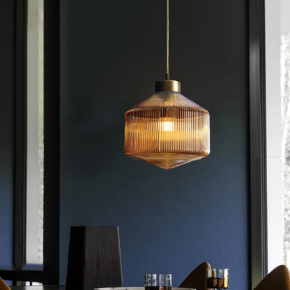 Camille Modern Drum Prismatic Glass Pendant Light