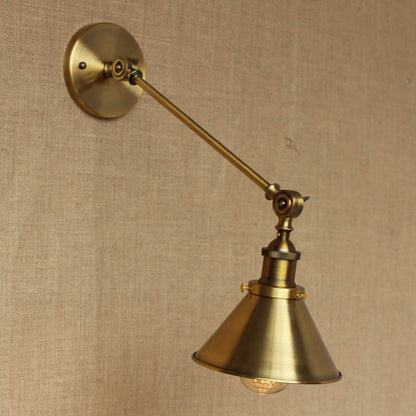 Colette Vintage Tapered Brass Wall Lamp Industrial Sconce