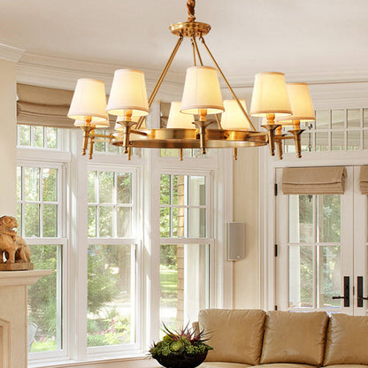 Claire Conic Fabric Chandelier Gold Minimalist Ceiling Light