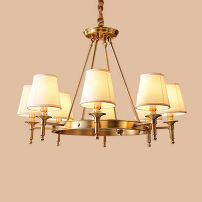 Claire Conic Fabric Chandelier Gold Minimalist Ceiling Light