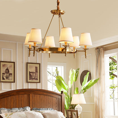 Claire Conic Fabric Chandelier Gold Minimalist Ceiling Light