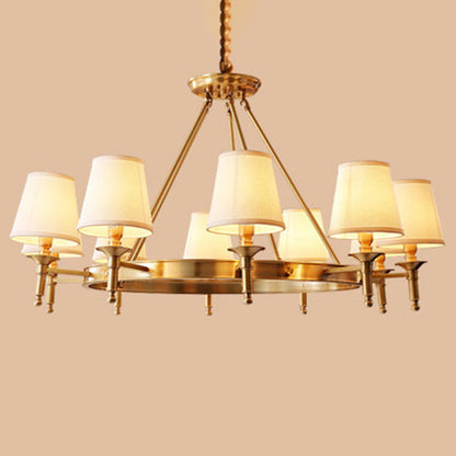 Claire Conic Fabric Chandelier Gold Minimalist Ceiling Light