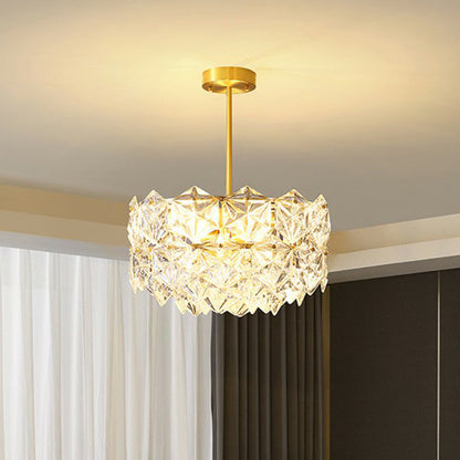 Eléonore Hexagonal Crystal Chandelier Gold Modern Dining Light