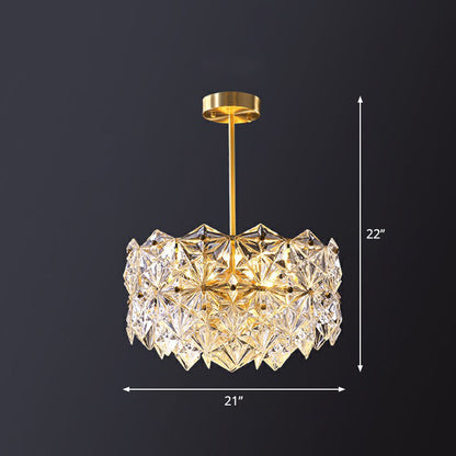 Eléonore Hexagonal Crystal Chandelier Gold Modern Dining Light