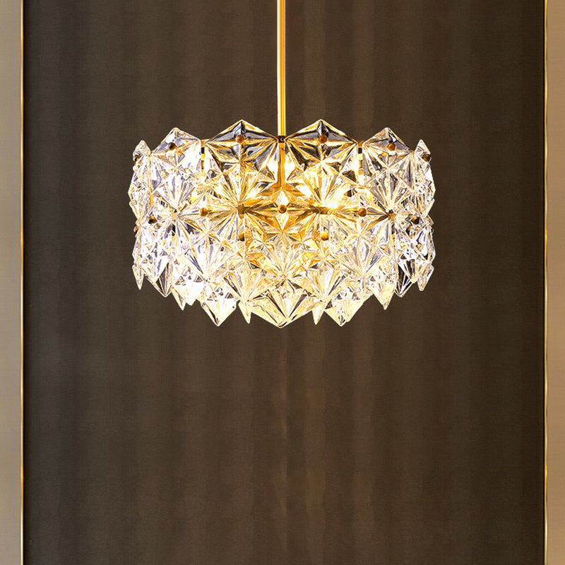 Eléonore Hexagonal Crystal Chandelier Gold Modern Dining Light