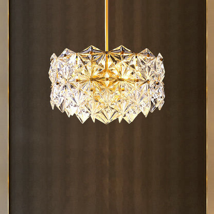 Eléonore Hexagonal Crystal Chandelier Gold Modern Dining Light
