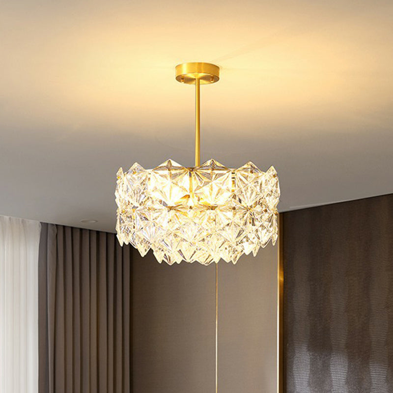 Eléonore Hexagonal Crystal Chandelier Gold Modern Dining Light