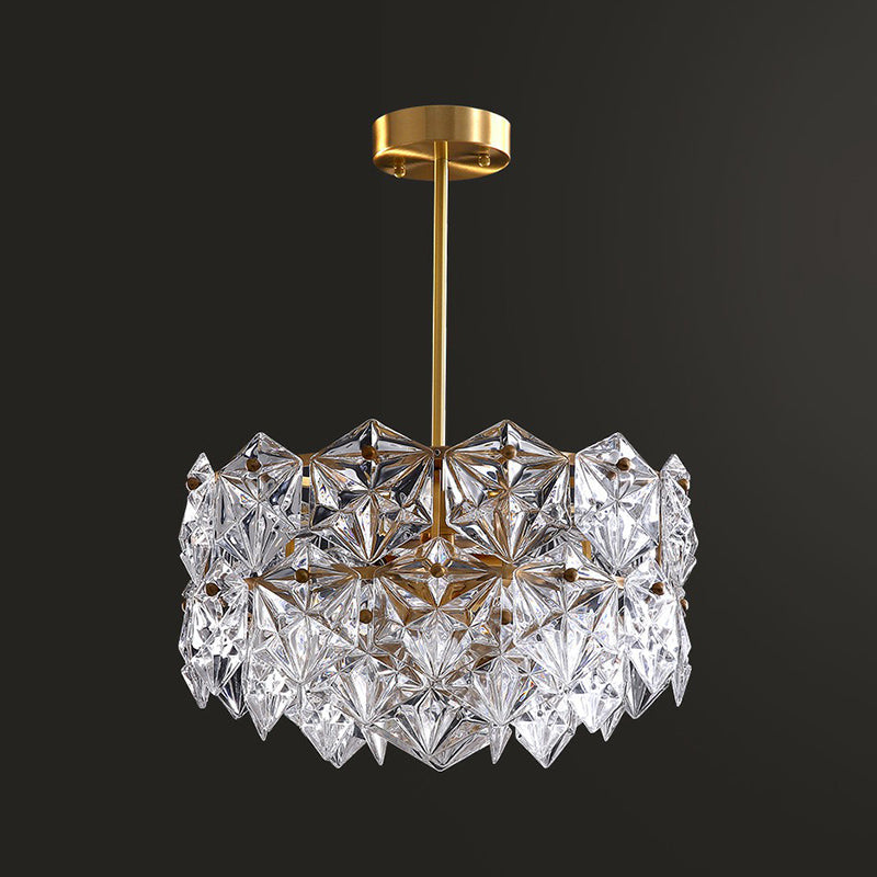 Eléonore Hexagonal Crystal Chandelier Gold Modern Dining Light