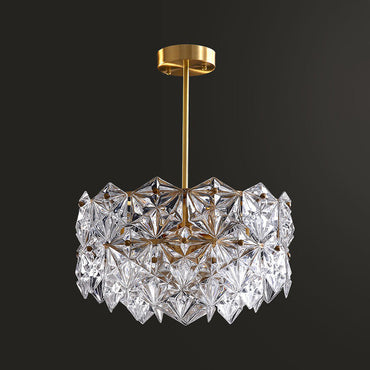 Eléonore Hexagonal Crystal Chandelier Gold Modern Dining Light