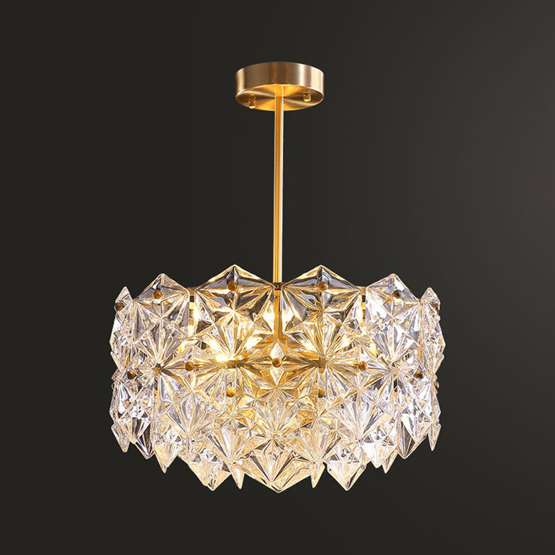 Eléonore Hexagonal Crystal Chandelier Gold Modern Dining Light