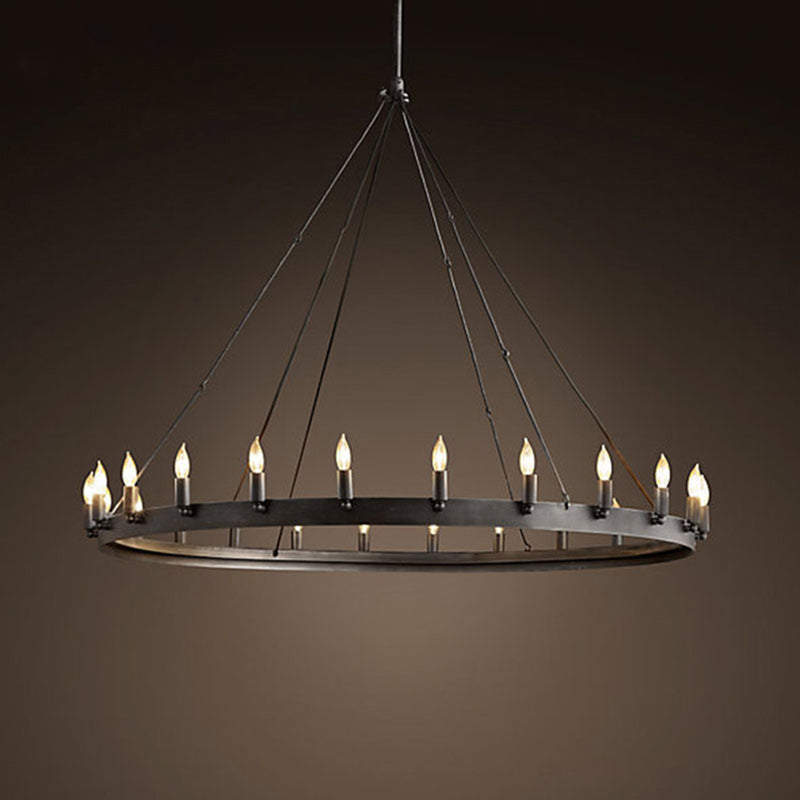 Camille Industrial Black Circle Chandelier 12/18-Light Pendant
