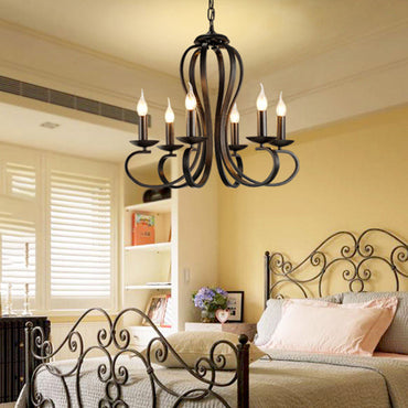 Juliette Black Swirled Arm Traditional Metal Chandelier