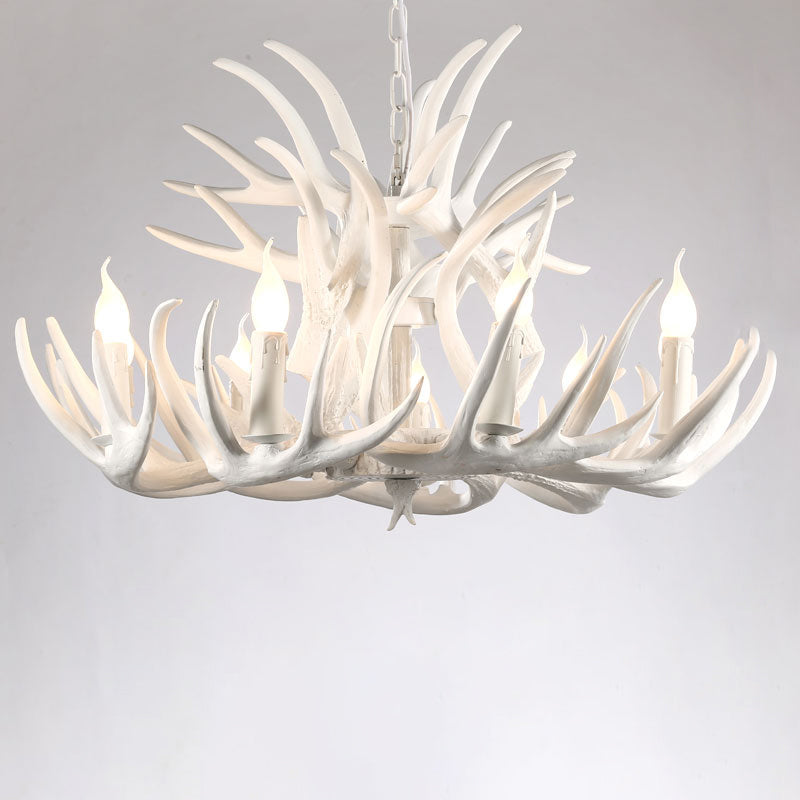 Élise Rustic Artificial Antler Chandelier Exposed Bulb Pendant