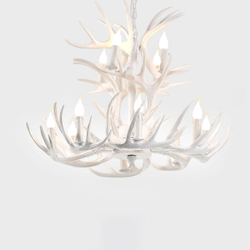 Élise Rustic Artificial Antler Chandelier Exposed Bulb Pendant