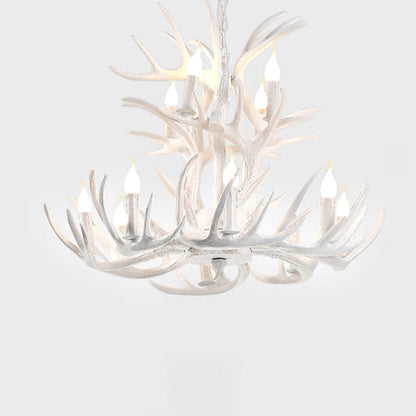 Élise Rustic Artificial Antler Chandelier Exposed Bulb Pendant