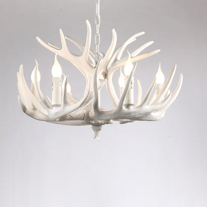 Élise Rustic Artificial Antler Chandelier Exposed Bulb Pendant