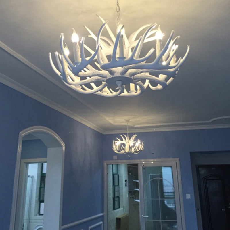 Élise Rustic Artificial Antler Chandelier Exposed Bulb Pendant