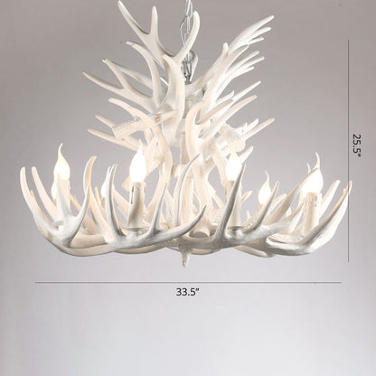 Élise Rustic Artificial Antler Chandelier Exposed Bulb Pendant