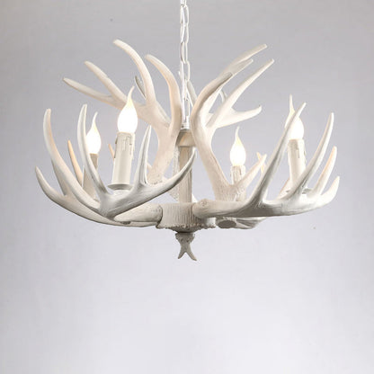 Élise Rustic Artificial Antler Chandelier Exposed Bulb Pendant