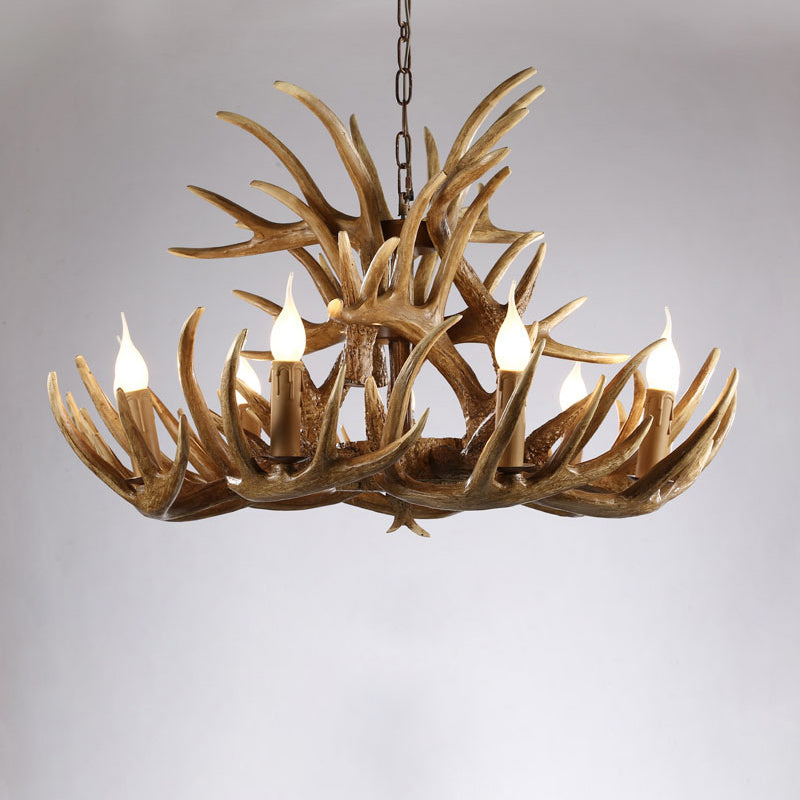 Élise Rustic Artificial Antler Chandelier Exposed Bulb Pendant