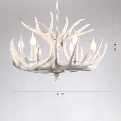 Élise Rustic Artificial Antler Chandelier Exposed Bulb Pendant