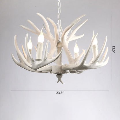 Élise Rustic Artificial Antler Chandelier Exposed Bulb Pendant