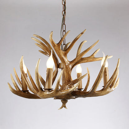 Élise Rustic Artificial Antler Chandelier Exposed Bulb Pendant