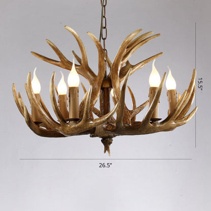 Élise Rustic Artificial Antler Chandelier Exposed Bulb Pendant