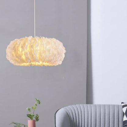 Sophie Feather Donut Pendant Light White Modern Chandelier