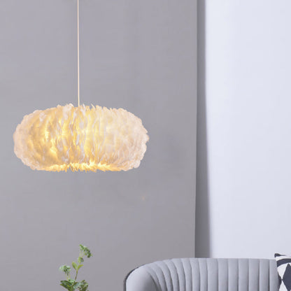 Sophie Feather Donut Pendant Light White Modern Chandelier