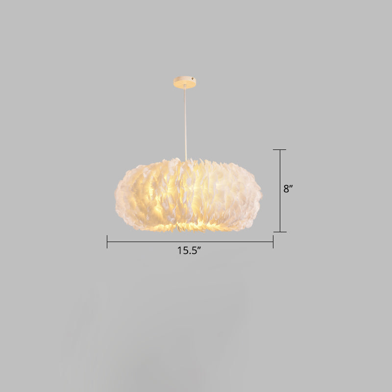 Sophie Feather Donut Pendant Light White Modern Chandelier