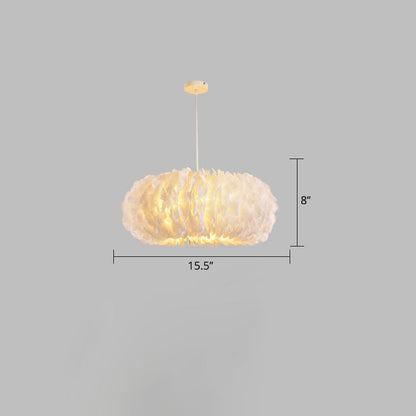 Sophie Feather Donut Pendant Light White Modern Chandelier