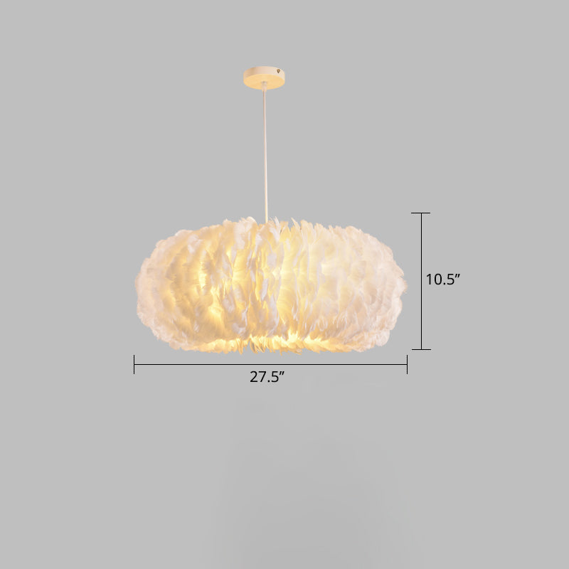 Sophie Feather Donut Pendant Light White Modern Chandelier