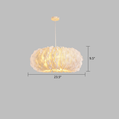 Sophie Feather Donut Pendant Light White Modern Chandelier
