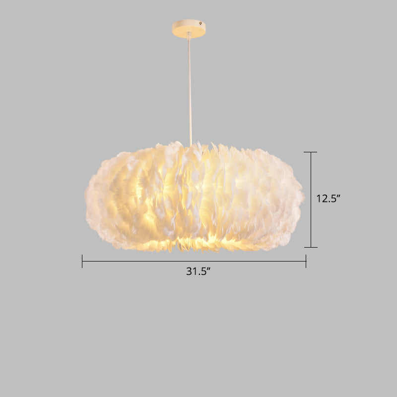 Sophie Feather Donut Pendant Light White Modern Chandelier