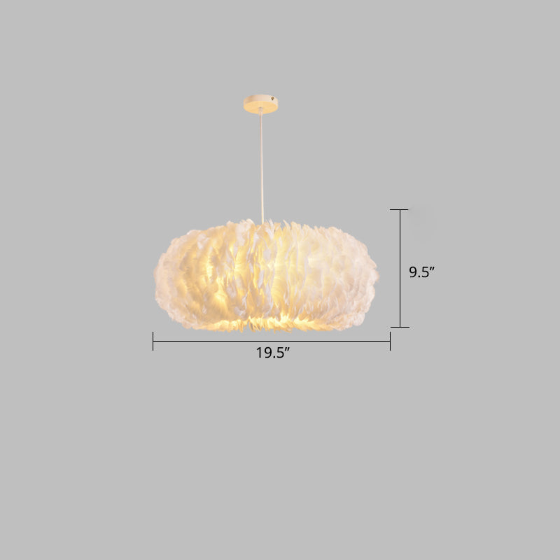 Sophie Feather Donut Pendant Light White Modern Chandelier