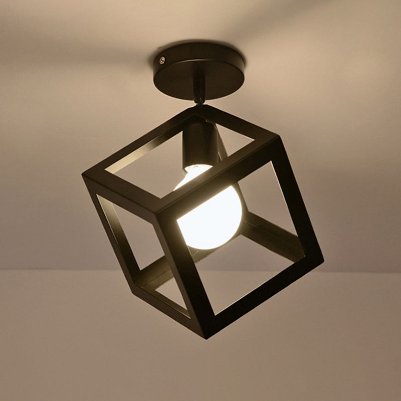 Solène Industrial Caged Metal Flush Ceiling Light