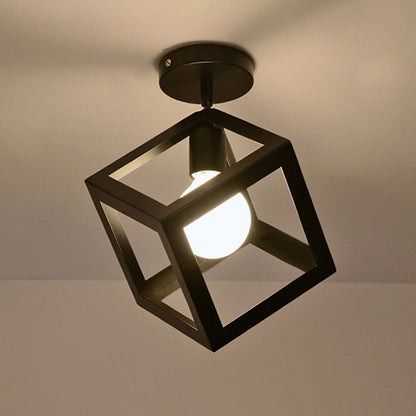 Solène Industrial Caged Metal Flush Ceiling Light
