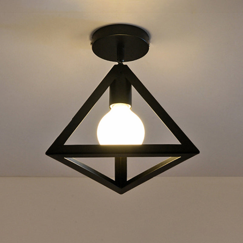 Solène Industrial Caged Metal Flush Ceiling Light