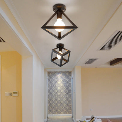 Solène Industrial Caged Metal Flush Ceiling Light