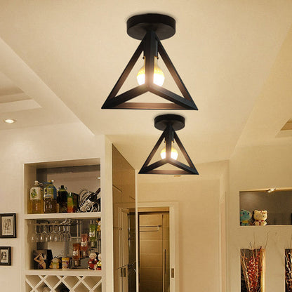 Solène Industrial Caged Metal Flush Ceiling Light