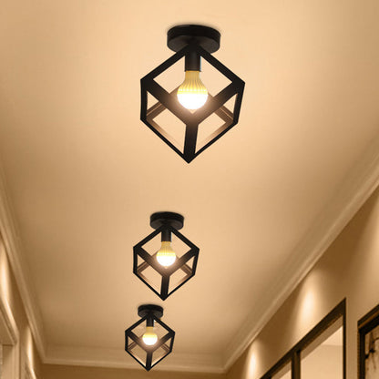 Solène Industrial Caged Metal Flush Ceiling Light