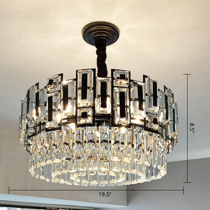 Amélie K9 Crystal Round Pendant Chandelier Gold Black